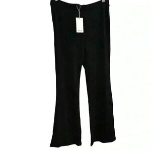 Monki Women's Black‎ Flare Leg Trousers Size L High-Rise Casual Pants